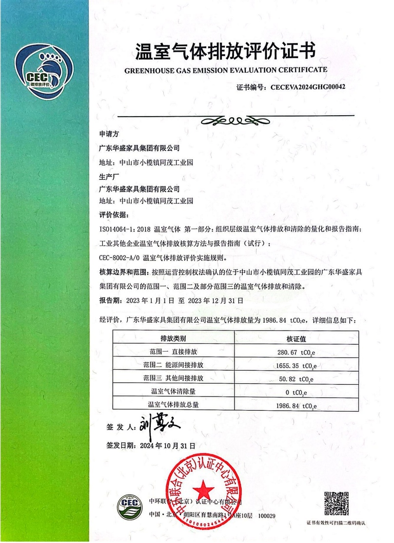 廣東華盛家具集團有限公司-CECEVA2024GHG00042